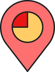 map pin and pie chart icon