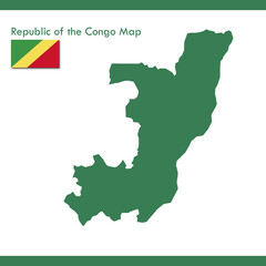 Green Congo Map Vector With National Flag