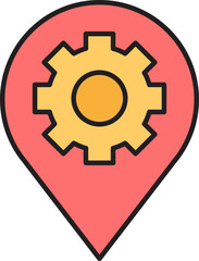 map pin and gear icon