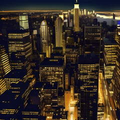 Fototapeta na wymiar A cityscape of New York at night is a stunning and unique image that captures the essence of one of the world's most iconic cities. The photo showcases the skyline of New York generative ai