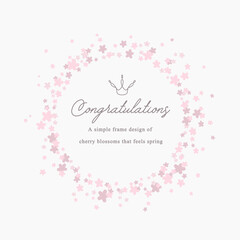 ニュアンスカラーな桜のシンプルフレーム ベクター素材