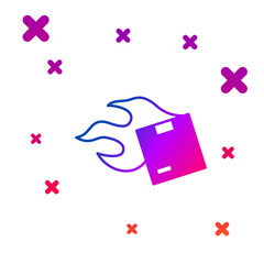 Color Carton cardboard box icon isolated on white background. Box, package, parcel sign. Delivery and packaging. Gradient random dynamic shapes. Vector