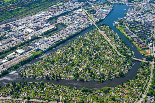 Billhuder Insel, Insel in Hamburg, Luftbild, Kleingarten, 