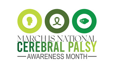 National Cerebral Palsy awareness month is observed every year in March. greeting card, poster with background. Vector illustration design.