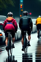 couple cyclists on a rainy day, Valentine's Day
