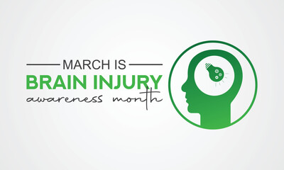 Vector illustration on the theme of National Traumatic Brain Injury awareness month of March. greeting card, poster with background. Vector illustration design.