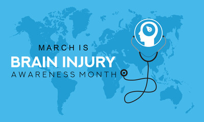 Vector illustration on the theme of National Traumatic Brain Injury awareness month of March. greeting card, poster with background. Vector illustration design.