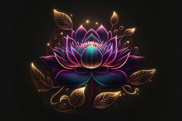 Lotus yoga symbol meditation new quality universal colorful holiday stock image illustration design, generative ai