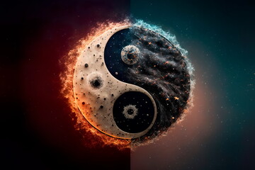 Decorative graphic design element Yin yang symbol .Generative AI