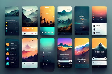 Modern user interface design template. Conceptual mobile phone screen mock-up for application interface. Colorful, aesthetic, minimalistic. - obrazy, fototapety, plakaty