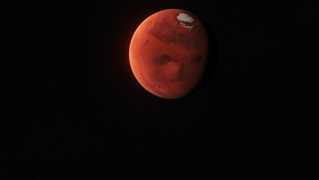 Concept 5-U1 View of the realistic planet mars with atmosphere and stars.