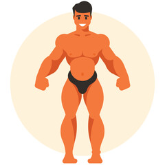 Bodybuilder demonstrates his muscles in competition. Vector graphics