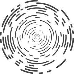 Circle concentric lines. Rippled rings and round sound waves pattern. Radial signal radar sign. Abstract sonar 