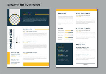 Double pages professional creative resume or portfolio template design for a person on white background