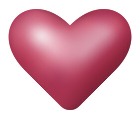 Pink 3d heart design for Valentine's day. Can be used for cards, invitation, stickers. Isolated vector and PNG illustration on transparent background.