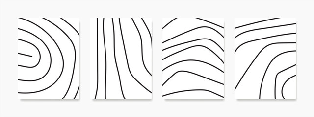 Set of Abstract outlines painted Illustrations for Wall Decoration. Abstract wall art design for print, cover, wallpaper, Minimal and natural wall art.