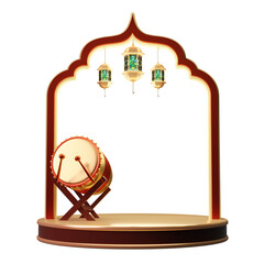 lantern with moon islamic design element podium lantern and drum islamic design element 