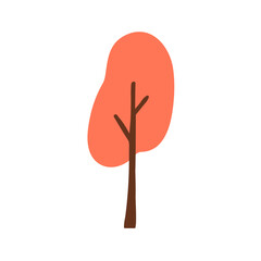 Tree, autumn forest plant with foliage crown, trunk, branches. Modern abstract botanical fall vegetation, birch. Childish flat vector illustration isolated on white background