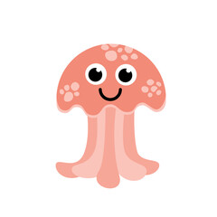 Pink jellyfish character. Jellyfish. Flat, cartoon, vector © Aleksandra
