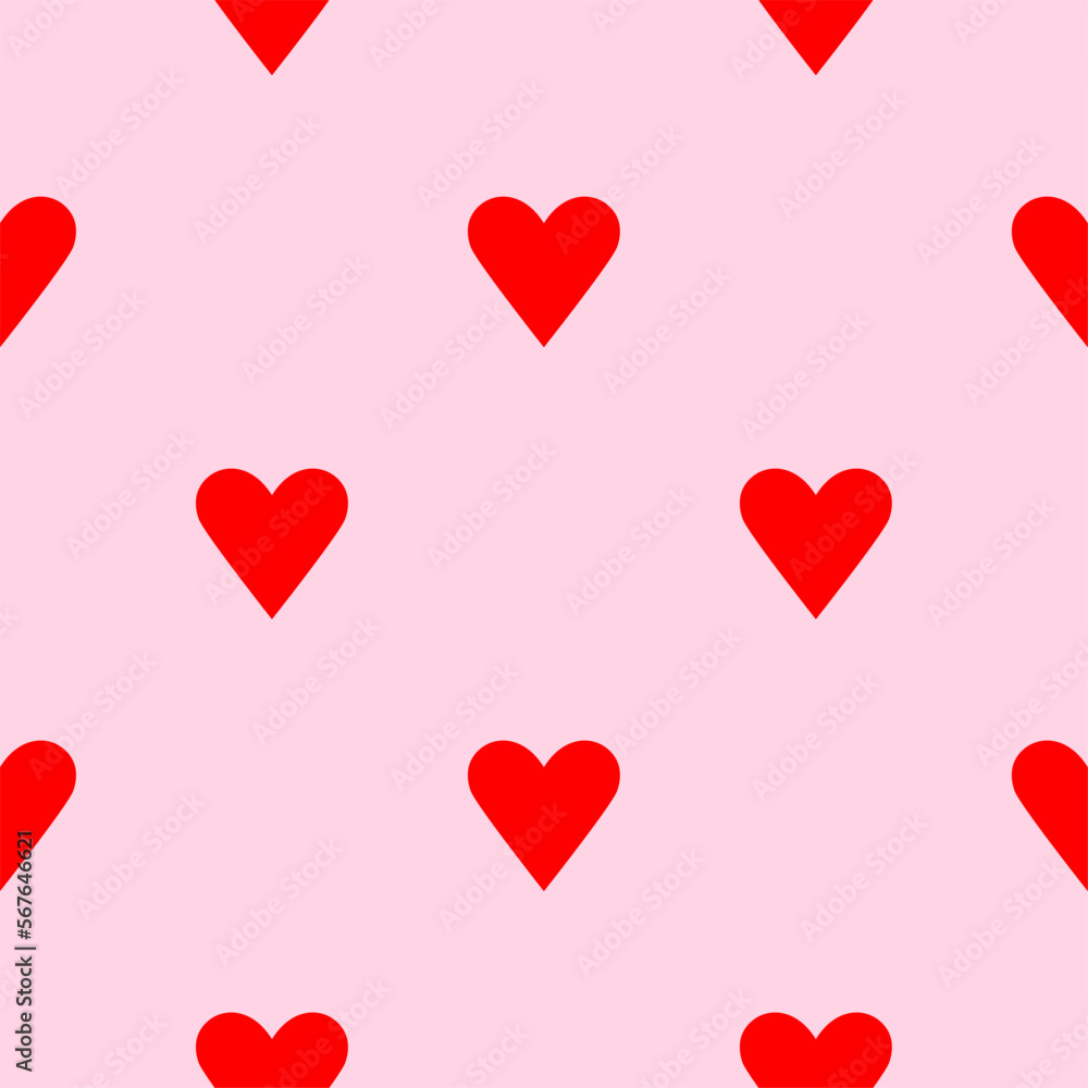 Aufkleber seamless pattern texture with red heart icons on a pink surface. vector image.