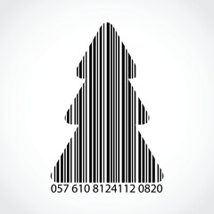 bar code christmas tree / black white vector illustration 