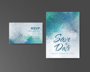 Wedding invitation with abstract watercolor background