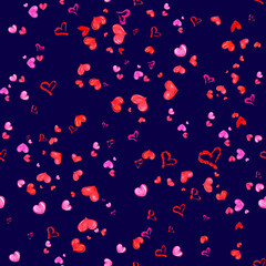 Seamless Hearts Pattern Background. Hand Drawn Seamless Illustration.