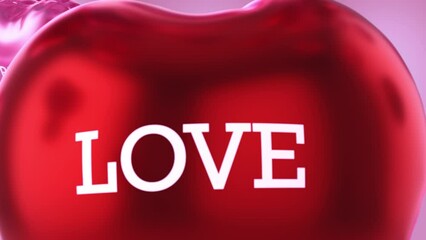 Flying red and pink hearts balloons 3d animation rendering  background for Valentine's day transition with alpha matte .