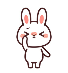 目が痒い兎のかわいいキャラクター　イラスト素材