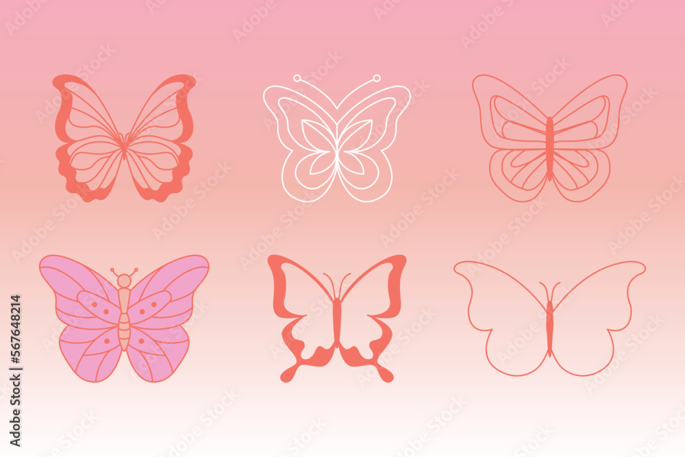 Poster vector set of design elements and illustrations in simple minimalist linear style - self care and lo