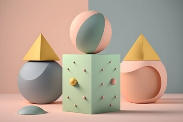 Minimalist geometric shapes stacked created with Generative AI