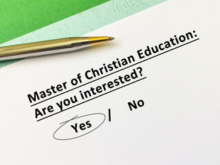 Obraz premium Questionnaire about further education