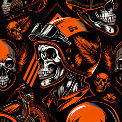 seamless pattern with skull and bones