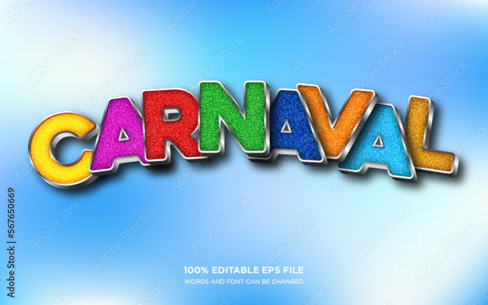 Poster carnaval 3d editable text style effect