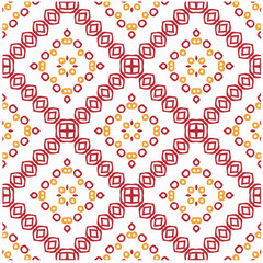 Vector geometric ornament in ethnic style. Seamless pattern with  abstract shapes, repeat tiles. Vintage retro texture.Repeating pattern for decor, fabric,textile and fabric.