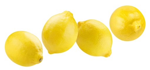 Flying delicious lemon fruits cut out