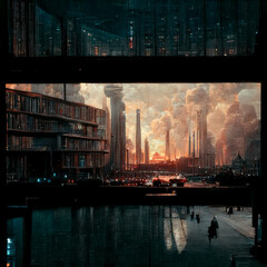 Naklejka premium The city of future skylines 