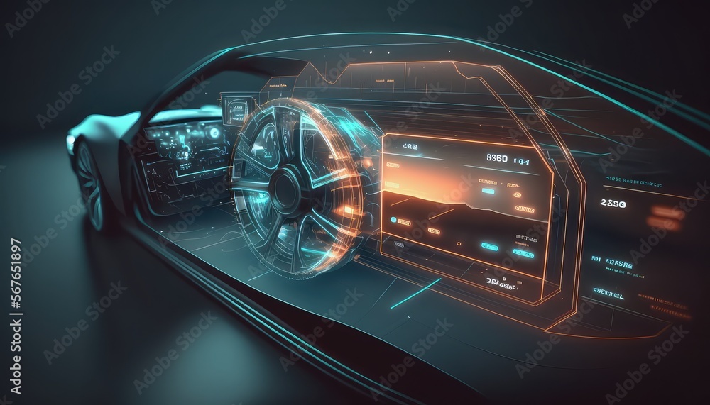 Aufkleber Futuristic user interface. HUD UI. Abstract virtual graphic touch user interface. AI