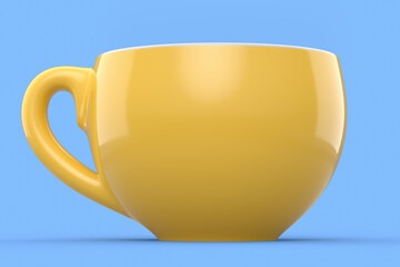 Ceramic coffee cup for cappuccino, americano, espresso, mocha, latte on blue