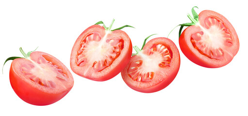 Flying delicious tomatoes cut out