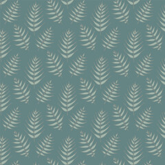 Grey background with branches with leaves. Decorative seamless pattern for wrapping paper, wallpaper, textile, greeting cards and invitations.