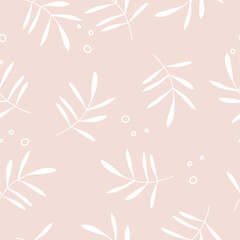 Fototapeta na wymiar Seamless cute elegant leaves pattern on pink background minimal background for fashion fabric wallpaper wrapping and print design 