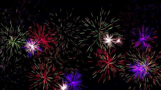 fire work on black background motion graphic effect.