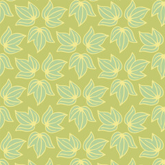 Yellow background with geometric flowers. Decorative seamless pattern for wrapping paper, wallpaper, textile, greeting cards and invitations.