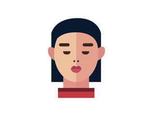 Girl profile photo icon, Women portraits. User photo. Perfect for coloring book, textiles, icon, web, painting, books, t-shirt print. flat face designs characters isolated on white background.