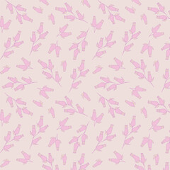 Pink background with pink flowers, seamless pattern. Decorative background for wrapping paper, wallpaper, textile, greeting cards and invitations.