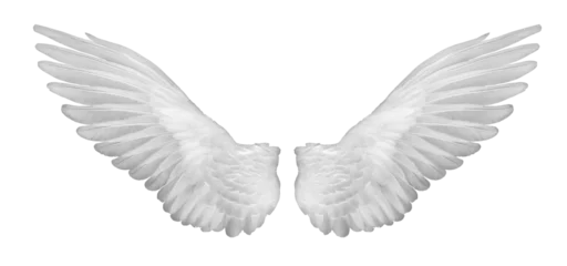 Fotobehang Realistic angel wings. White wing isolated.  png transparency © POSMGUYS