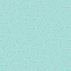 Light blue background subtle vegetal pattern with leaves, seamless pattern. Decorative background for wrapping paper, wallpaper, textile, greeting cards and invitations.