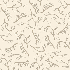 Beige background with tree branches. Decorative seamless pattern for wrapping paper, wallpaper, textile, greeting cards and invitations.