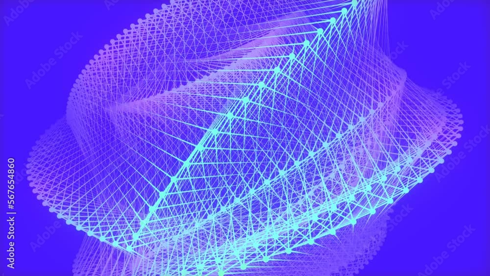 Fototapete Elegant wire neon twisted design. 3d rendering seamless loop animation 4K